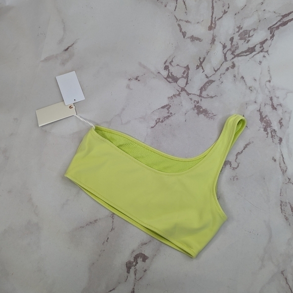 Good American Swim Top Women Green Key Lime Scuba One Shoulder Bikini - Picture 6 of 12
